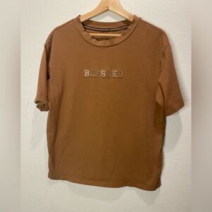 Triumph Over Tragedy Brown 'Blessed' Short Sleeve Tee Size Small 100% Cotton